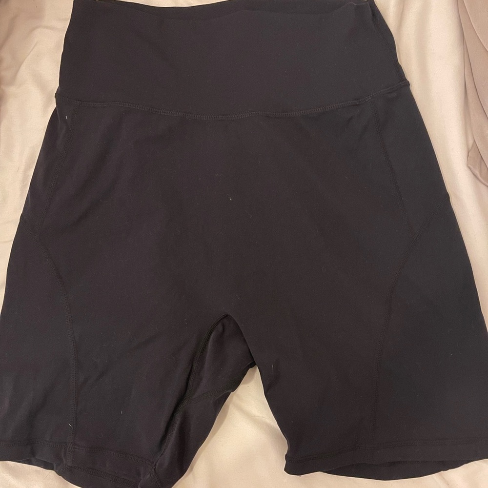 Buff bunny black bike shorts, size large, 6” inseam